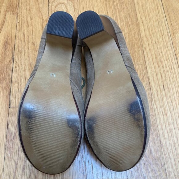 Hinge brown suede platform chunky high heel oxford size 5.5 - Picture 7 of 8